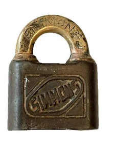Simmons Antique Padlock NO Key Lock Brass And Iron Metal Vintage Hardware - Picture 1 of 6