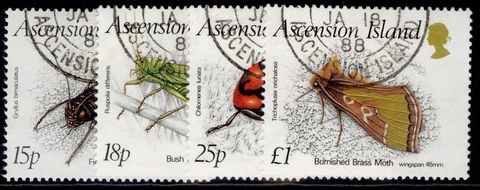 ASCENSION QEII SG452-455, 1988 Insects set, FINE USED Cover