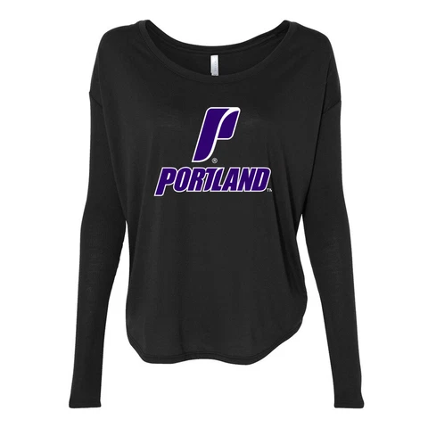 Official NCAA University of Portland Pilots Women's 2x1 Flowy Long Sleeve Tee Cover