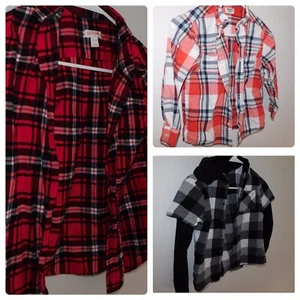 Boys Flannel Lot Size 8/10 Target Cat & Jack, Art Class, Oshkosh (7x But Fits 8) - Picture 1 of 4