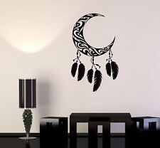 Vinyl Wall Decal Crescent Moon Feathers Dream Catcher Stickers (606ig)