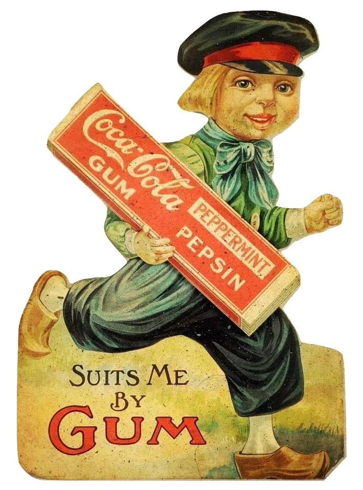 COCA COLA PEPPERMINT CHEWING GUM 23" HEAVY DUTY USA MADE METAL ADVERTISING SIGN - Image 1 of 1