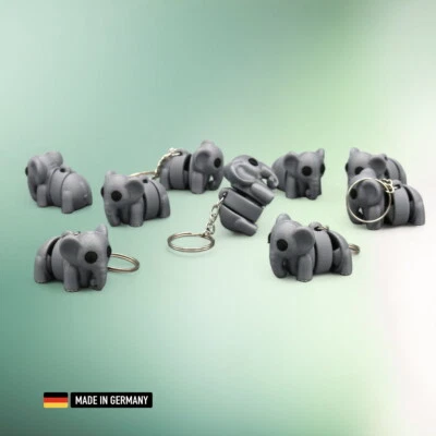 MARKENLOS Kleiner Elefant Schlüsselanhänger Figuren Tiere Aliens mit Kette & Ring Anhänger