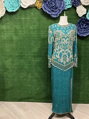 Vestido Tan-Chho verde plata y oro cuentas talla m Foto 1 de 4