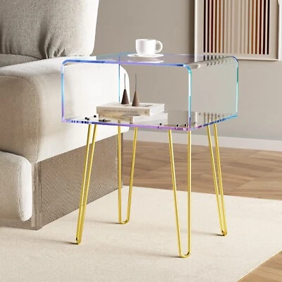 Acrylic Rainbow Transparent Coffee Table Nightstand Bedside Table for Bedroom - Image 1 of 4