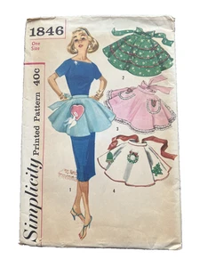 Simplicity Vintage 1950's Pattern #1846 Women's One Yard Aprons One Size - Picture 1 of 2