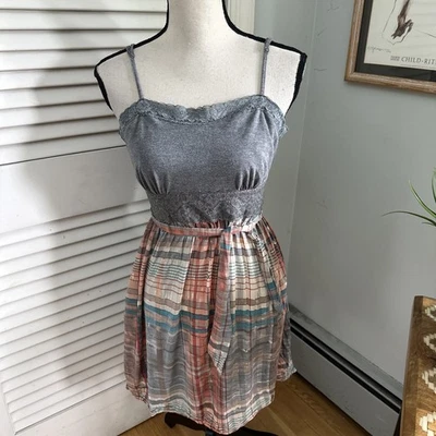 MOSSIMO SUPPLY Dress Womens *Small Gray Plaid Mini Babydoll Retro Y2K Grunge - Image 1 of 4