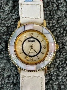 Vintage Gitano Womens Watch Breaded Multicolor Band MOP Dial New Battery - Picture 1 of 4