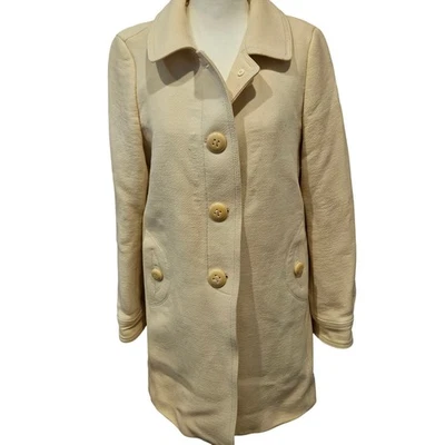 Casaco feminino J Crew mistura de lã forrado de seda cor creme pequeno médio tamanho 6 - Imagem 1 de 4