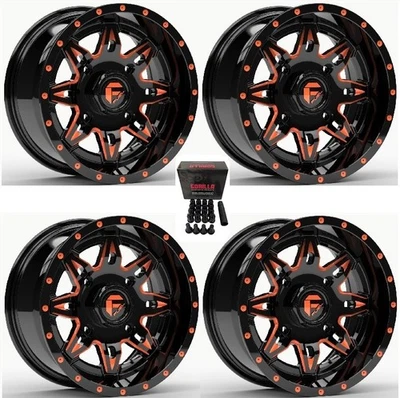 Fuel Lethal ATV Wheels Orange/Black 15" Polaris Sportsman / RZR / Ranger - Image 1 of 3