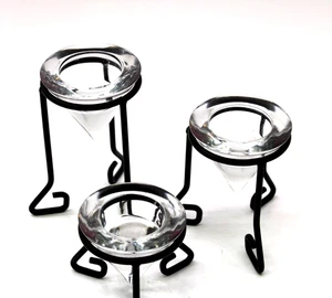 Clear Glass Tealight Holders Set of 3 Varying Heights Decor Mantle Holidays - Picture 1 of 5