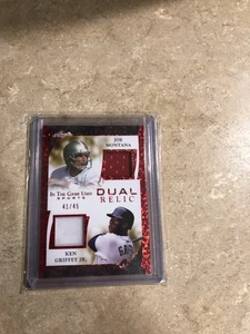 2022 Leaf In The Game Used Sports Dual Relic Joe Montana/Ken Griffey Jr. SN41/45 - Picture 1 of 2