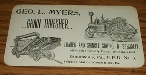 Brodbecks York Co PA 1800's Frick Traction Tractor Myers Holstein Cow Trade Card - Picture 1 of 2