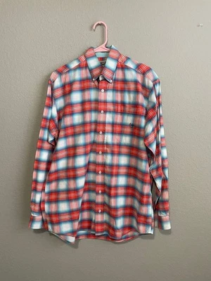 Camisa masculina pequena de manga comprida xadrez laranja - Imagem 1 de 4