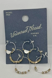 Universal Faden Creolen Set Stein Akzent goldfarben 3 Paar - Bild 1 von 3