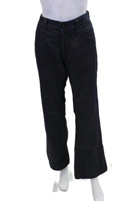 Pantalones de mezclilla Armani para mujer con cremallera tiro alto lavado oscuro pierna acampanada azul talla 31 Foto 1 de 4