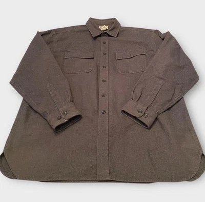 LL Bean Chamois Flannel Shirt Mens XL Gray Heavyweight Shacket Button Down - Image 1 of 4