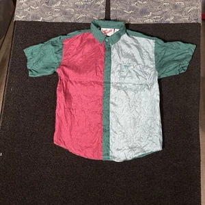 vintage colorblock multicolor Kids Silk Shirt button up extra large touch XL-173 - Picture 1 of 19