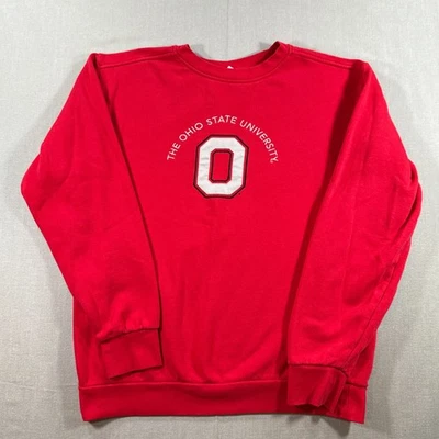 复古 Champion Ohio State Buckeyes 毛衣女式中号红羊毛 Crew — 第 1/4 张图片