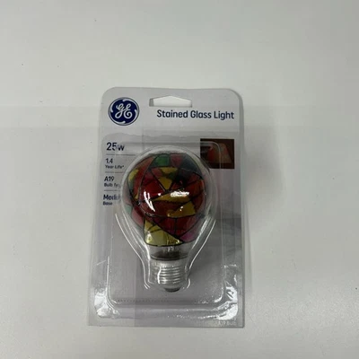 GE Stained Glass 25W Hand Painted Light Bulb A19 General Electric - Image 1 of 4