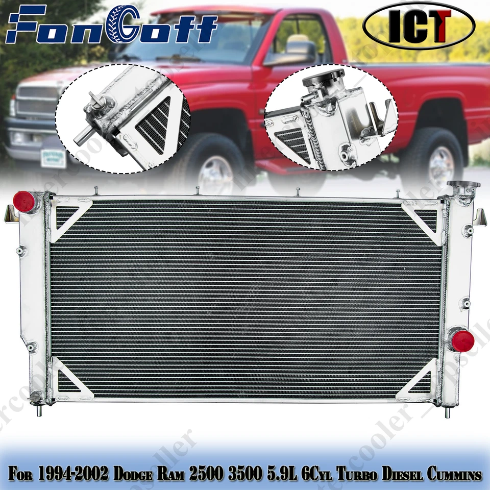 For 1994-2002 Dodge Ram 2500 3500 5.9L Cummins Diesel 2000 Aluminum Radiator NEW - Imagem 1 de 4