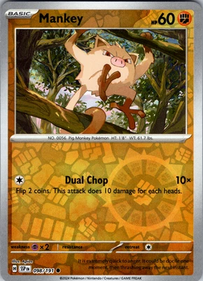 Mankey Reverse Holo 098/191 SV08: Surging Sparks Common - NM - Image 1 of 2