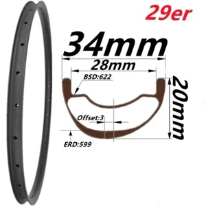 Llantas de bicicleta de montaña 27,5er 29er XC AM 28/32H de fibra de carbono sin cámara - Imagen 1 de 16