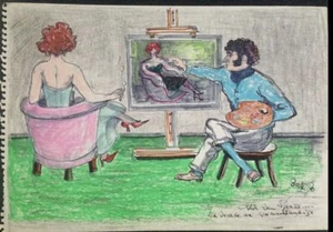 Werner Knoth colorierte Original Zeichnung signiert Unikat Einzelstück Kunstwerk - Picture 1 of 1