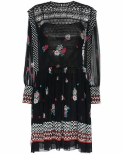 Vestido Philosophy Di Lorenzo Serafini Seda Gasa Estilo Años 20 Negro Floral 40 - Imagen 1 de 10