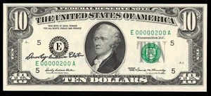1969 $10 FRN E00000200A LOW #200 AUTOGRAPHED - Picture 1 of 3