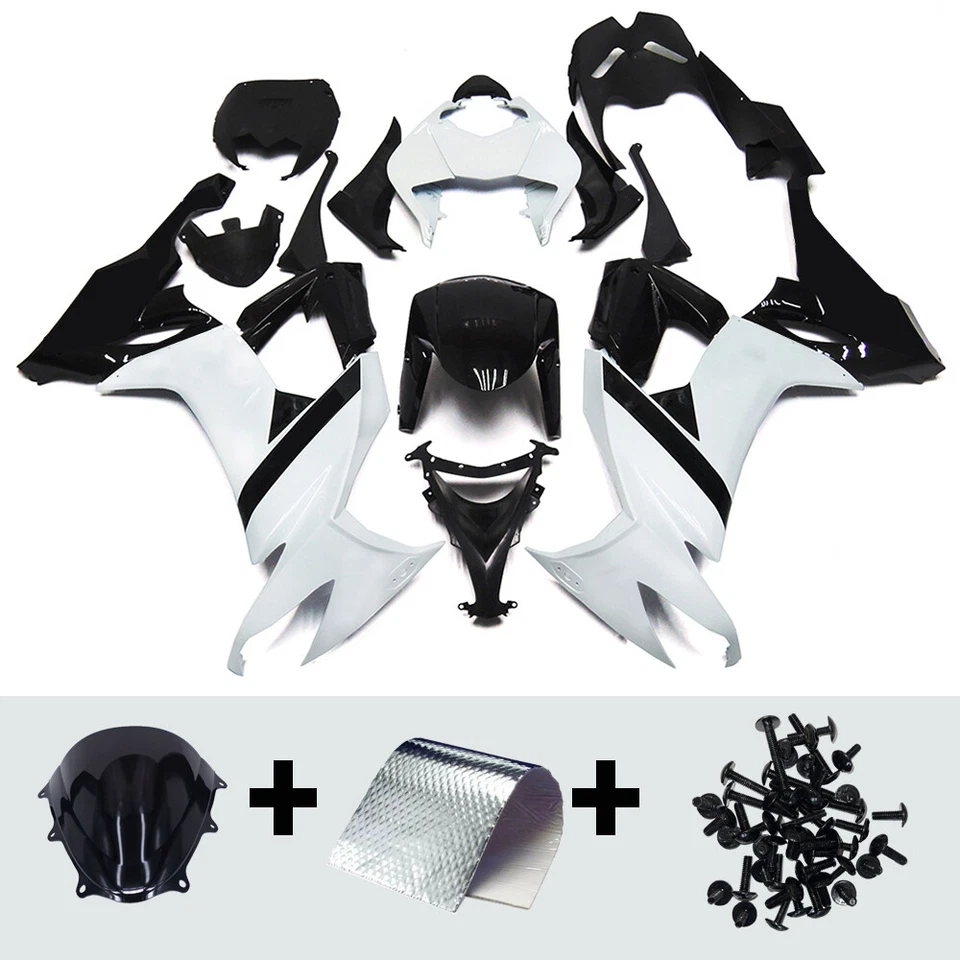 Kit de carenado blanco negro para Kawasaki Ninja ZX10R 2008 09 2010 carrocería de inyección Foto 1 de 4
