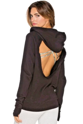 Spiritual Gangster Women's XS Black Hoodie Sweatshirt OPEN BACK Yoga Cotton - Image 1 of 4