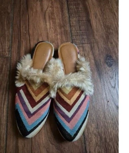 UNIVERSAL THREAD Bibiana Multicolor Faux Fur Lined Mules Womens Size 7 1/2 - Picture 1 of 8
