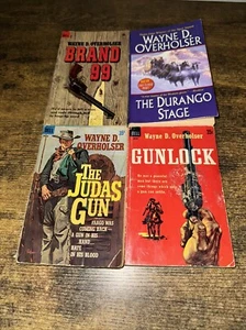 Wayne D. Overholser lot of 4 Vintage Western paperback books Brand 99 & Gunlock - Picture 1 of 2