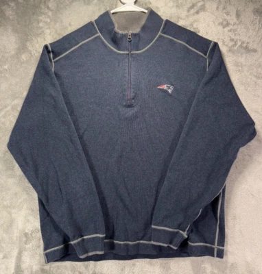 Cutter & Buck Sweater Men XL Navy NFL New England Patriots 1/4 Zip Pullover Knit - Image 1 of 4