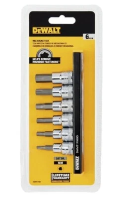 NEW DEAL* DEWALT 3/8 DRIVE, MM HEX SOCKET SET, 6PC (DWMT17001) - Image 1 of 4