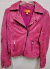 NEW Michael Kors Womens Pink Leather Jacket Coat Zippers Studded Size Large NWT 