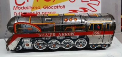 LOCOMOTIVA  LATTA SILVER ARROW 3661  MADE IN JAPAN - Immagine 1 di 3