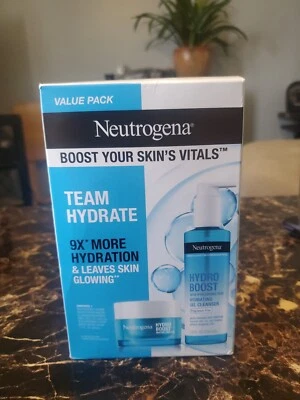 Neutrogena Hydro Boost Skin Care Set Team Hydrate Face Cleanser and Cream New - Image 1 of 4