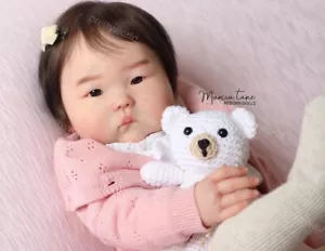 Muñecas renacidas de 19 pulgadas niña bebé asiático realista recién nacido enraizado hecho a mano mohair regalo - Imagen 1 de 5
