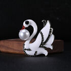 Art Deco Style Enamel Crystal Pearl Swan Bird Charm Animal Brooch Pin Gift