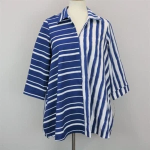 Valerie Stevens blau-weiß doppelt gemischt gestreift Tunika Top Damengröße Small - Bild 1 von 14