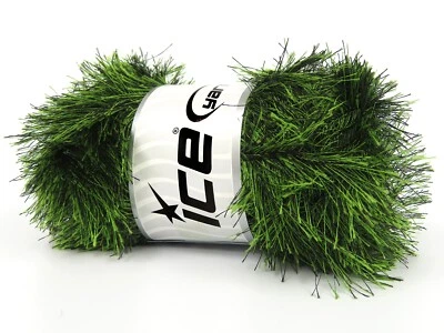Evergreen Eyelash 100gr Green Black Eyelash Yarn 82610 Ice Yarns 164yds - Image 1 of 3
