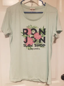 T-shirt donna Ron Jon Surf Shop taglia large Cozumel floreale verde tropicale - Foto 1 di 6