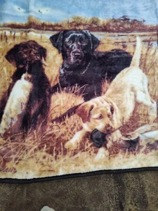 Ultra Plüsch Raschel Fleece Halstuch/Überwurf Decke Väter Stolz Jagd Labor Hunde 55"x67 - Bild 1 von 9
