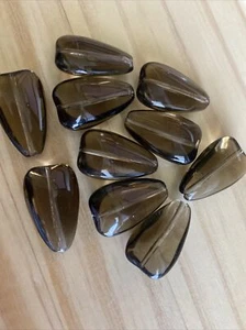 10 GRAY TEAR DROP GLASS LAMP WORK BEADS - approx 25mm DIY Jewelry making - Picture 1 of 4