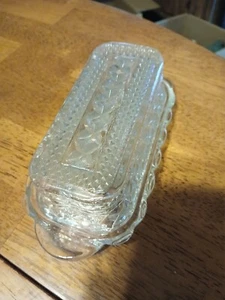 Vintage Anchor Hocking Wexford Cut Glass Covered Butter Dish Diamond XXX Pattern - Picture 1 of 6