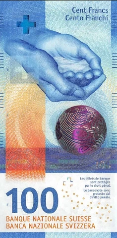 2018 Switzerland 100 Francs Swiss Banknote Circulated. Single Bill Note Cover