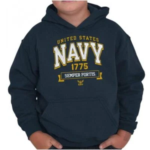 United States Navy Sempor Fortis Anchor Seal Youth Hooded Sweatshirt Boy or Girl - Picture 1 of 10