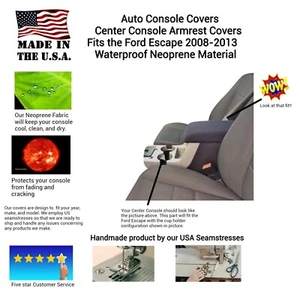 Neoprene Center Console Armrest Cover- Fits the Ford Escape 2008-2013 (F6N) - Picture 1 of 10